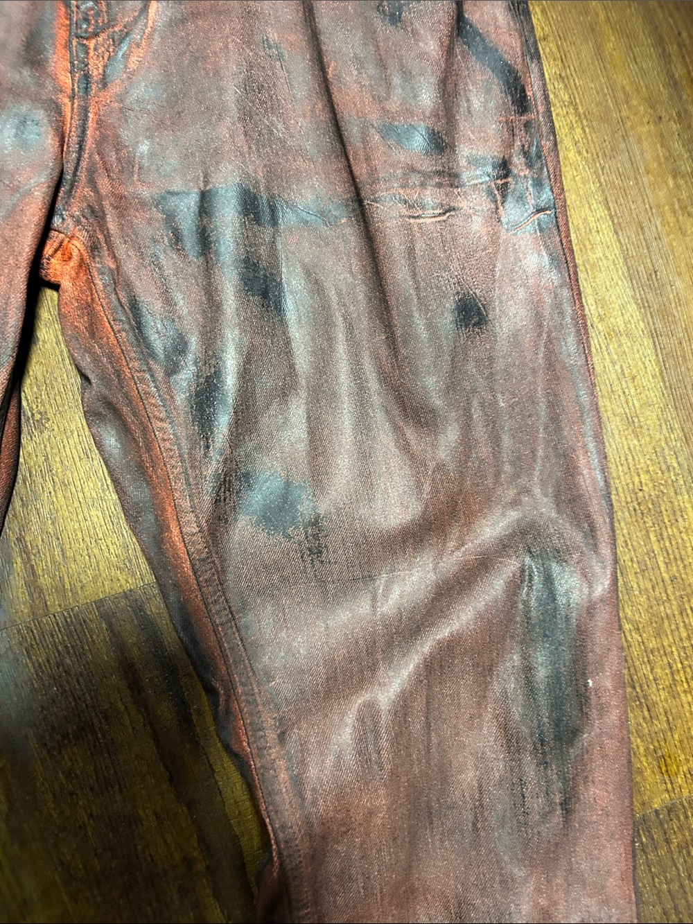 PRPS Men's Distressed Rust Brown Leather Pants - Picture 6 of 6